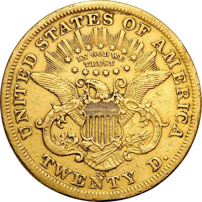 USA 20 dolarów 1876 CC CARSON CITY - RZADKIE st.3